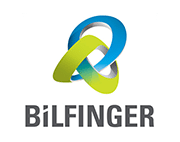 Bilfinger Firmenlogo mit blau-grünem Symbol